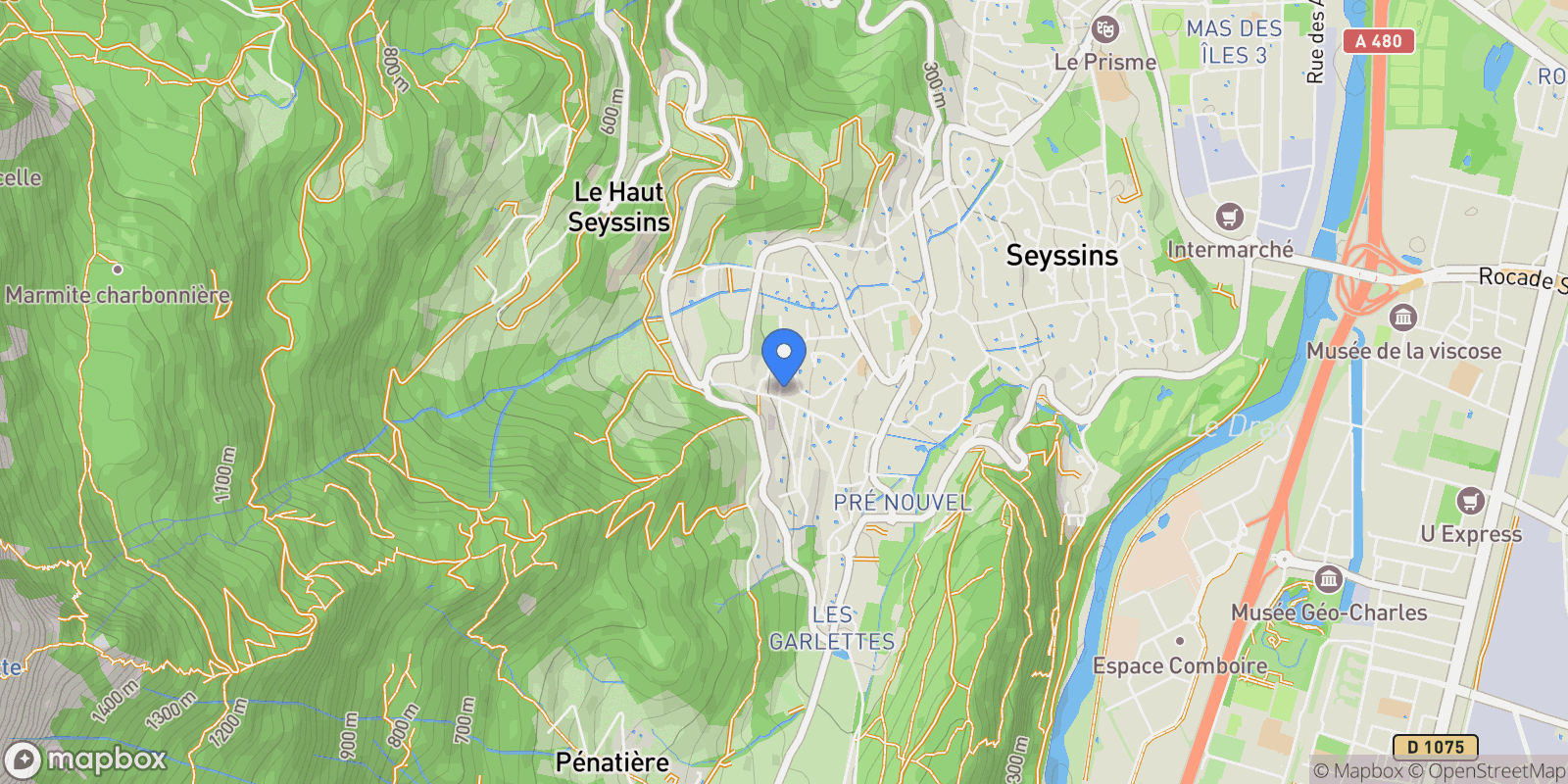 Map showing Seyssins, Auvergne-Rhône-Alpes, France.