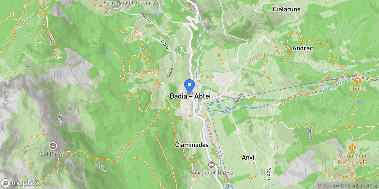 Map showing Str. Pedraces, 42, 39036 Badia BZ, Italy, Badia, South Tyrol, Trentino-South Tyrol, Italy.