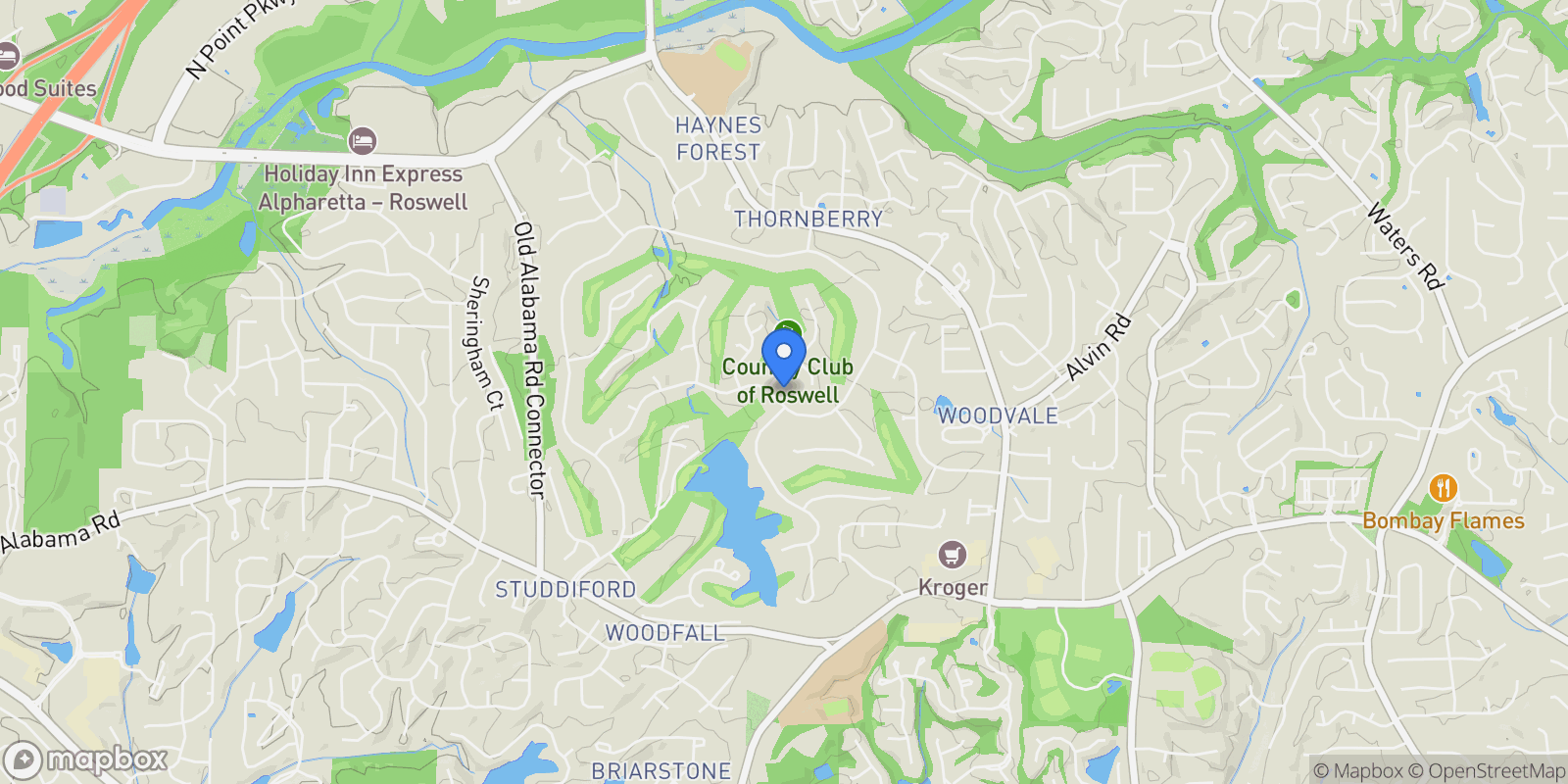 Map showing 3040 Roxburgh Drive, Roswell, Georgia, United States.