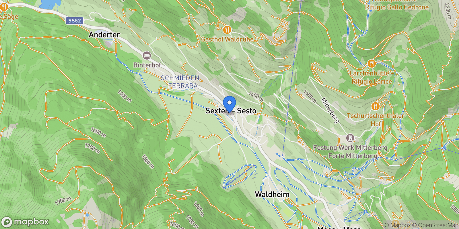 Map showing Via Dolomiti, 18, 39030 Sesto BZ, Italy, Sexten, Trentino-South Tyrol, Italy.