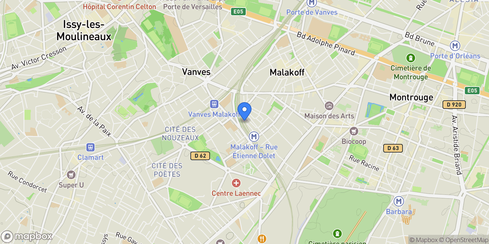 Map showing Malakoff, Île-de-France, France.
