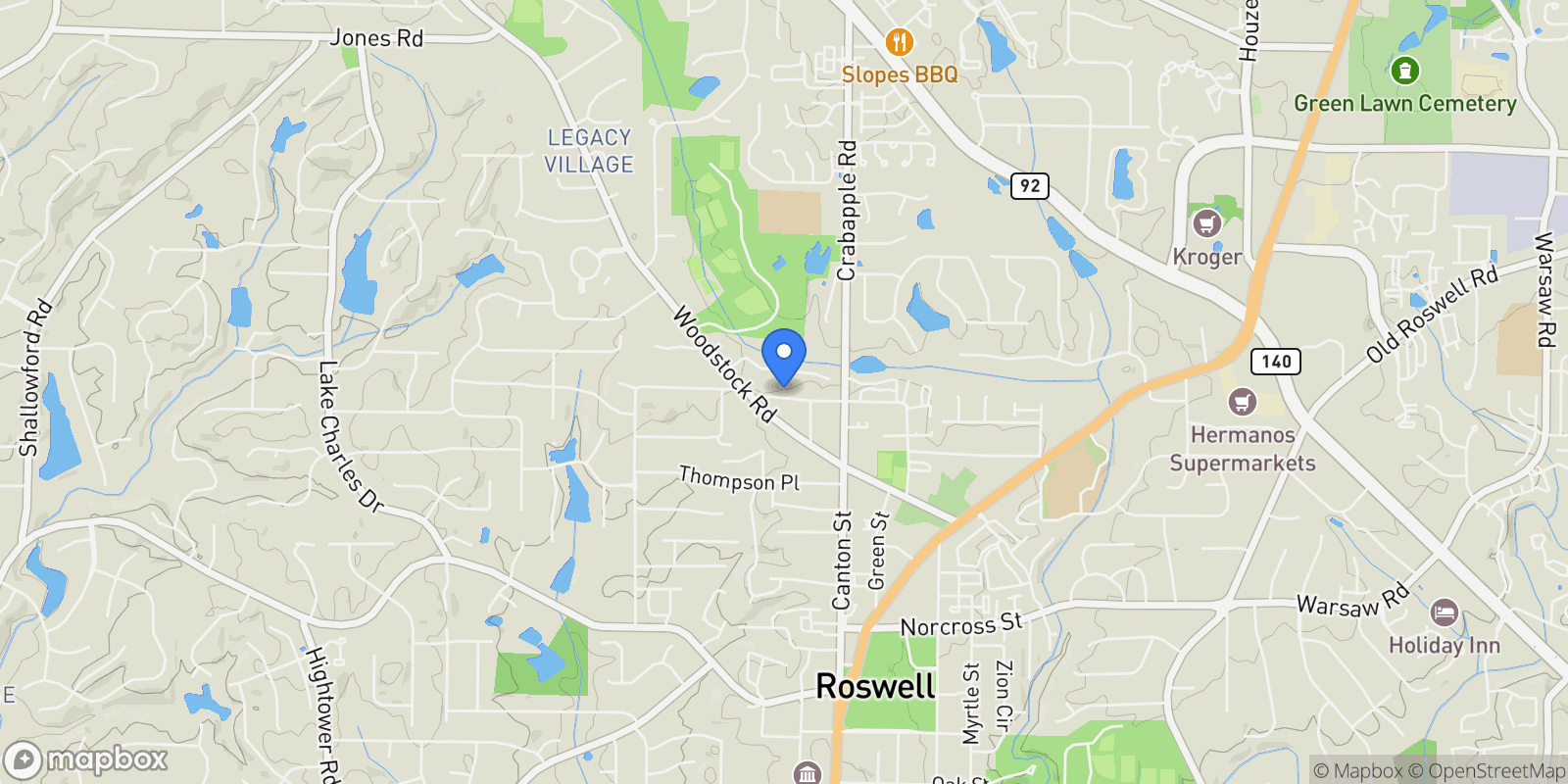 Map showing 80 Fowler Avenue, Roswell, Georgia, United States.