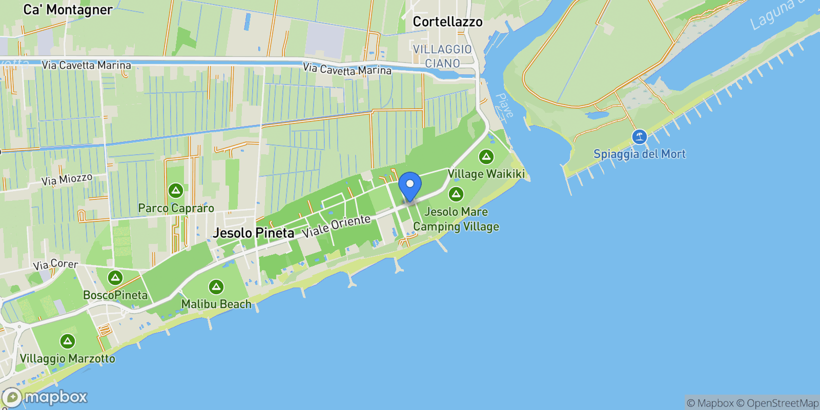 Map showing Viale Oriente, 124, 30016 Lido di Jesolo VE, Italy, Lido di Jesolo, Veneto, Italy.