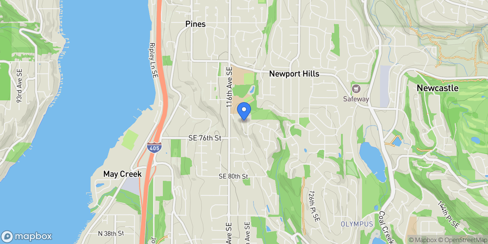 Map showing 7404 117th Place SE, Newcastle, WA 98056, Newcastle, Washington, United States.