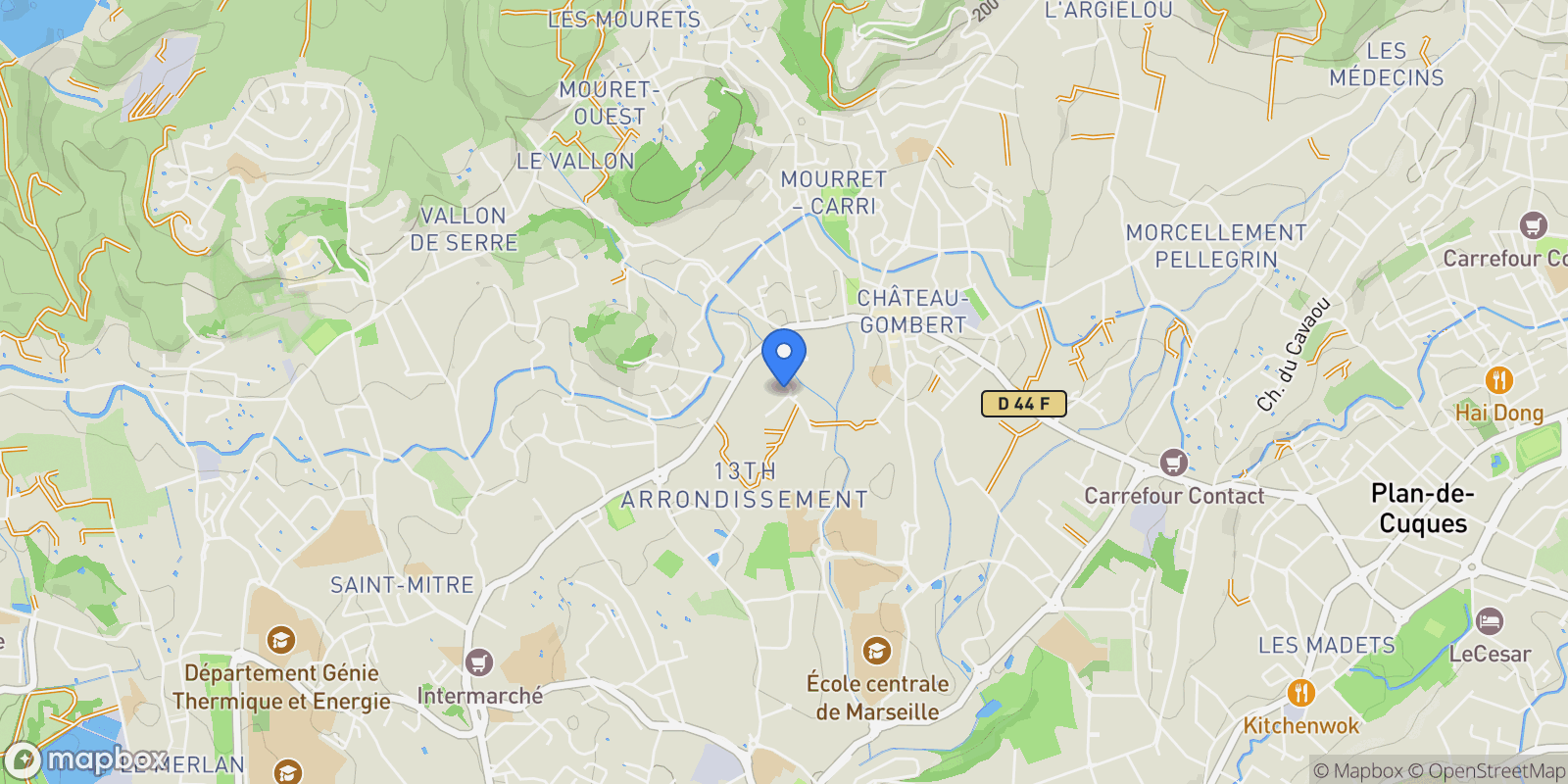 Map showing Marseille, Provence-Alpes-Côte d'Azur, France.