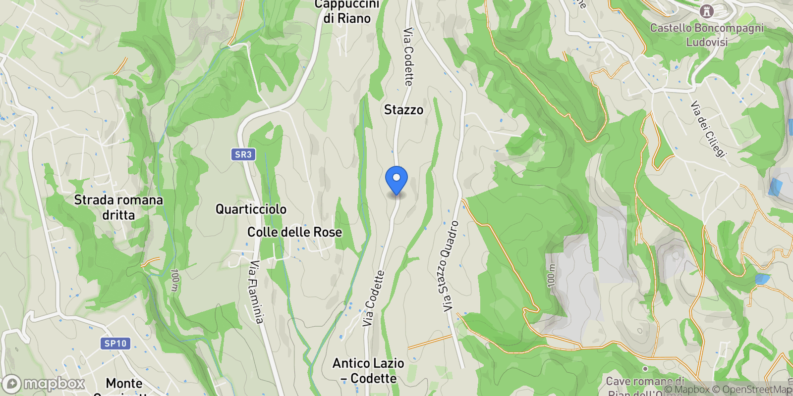 Map showing Via codette 50, Stazzo, Lazio, Italy.