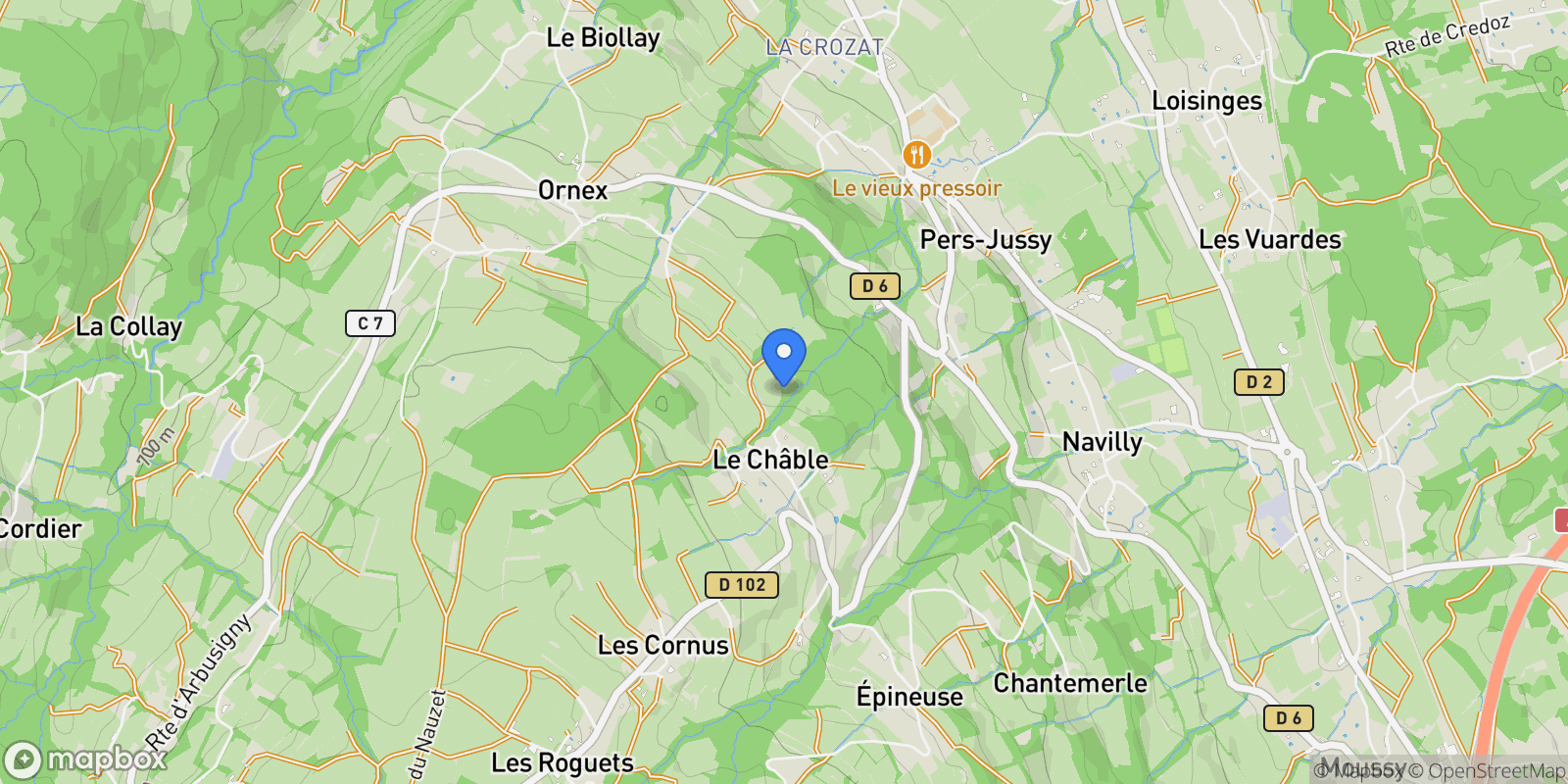 Map showing Pers-Jussy, Auvergne-Rhône-Alpes, France.