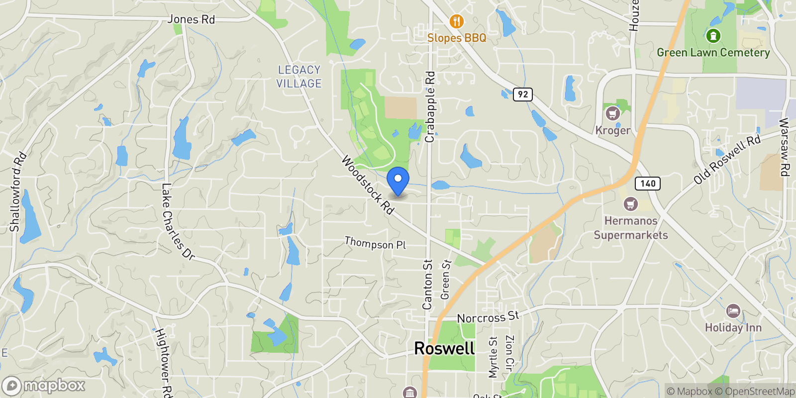Map showing 80 Fowler Avenue, Roswell, Georgia, United States.