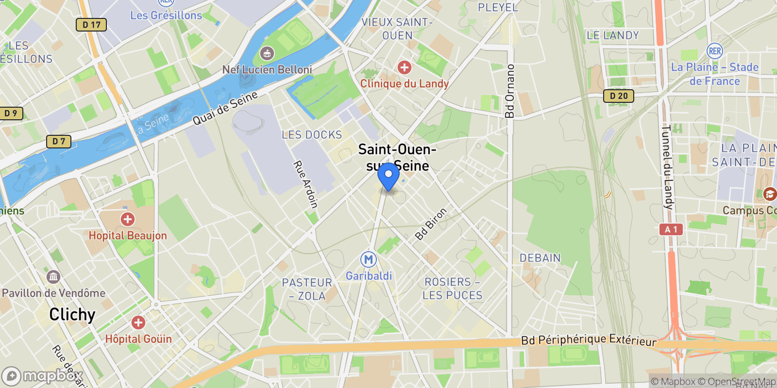 Map showing Saint-Ouen, Île-de-France, France.