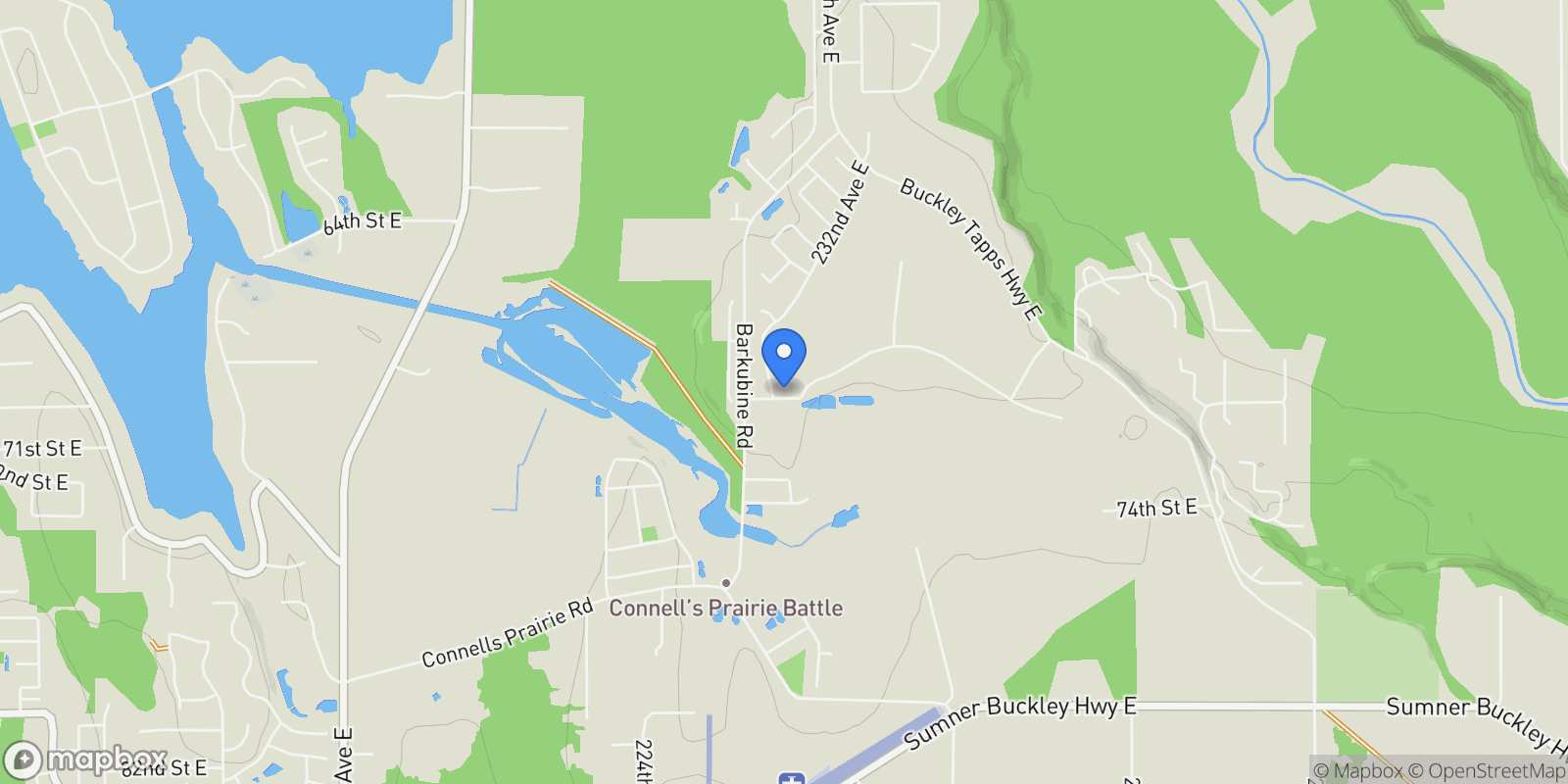 Map showing 6917 232nd Avenue E, Buckley, WA 98321, Buckley, Washington, United States.