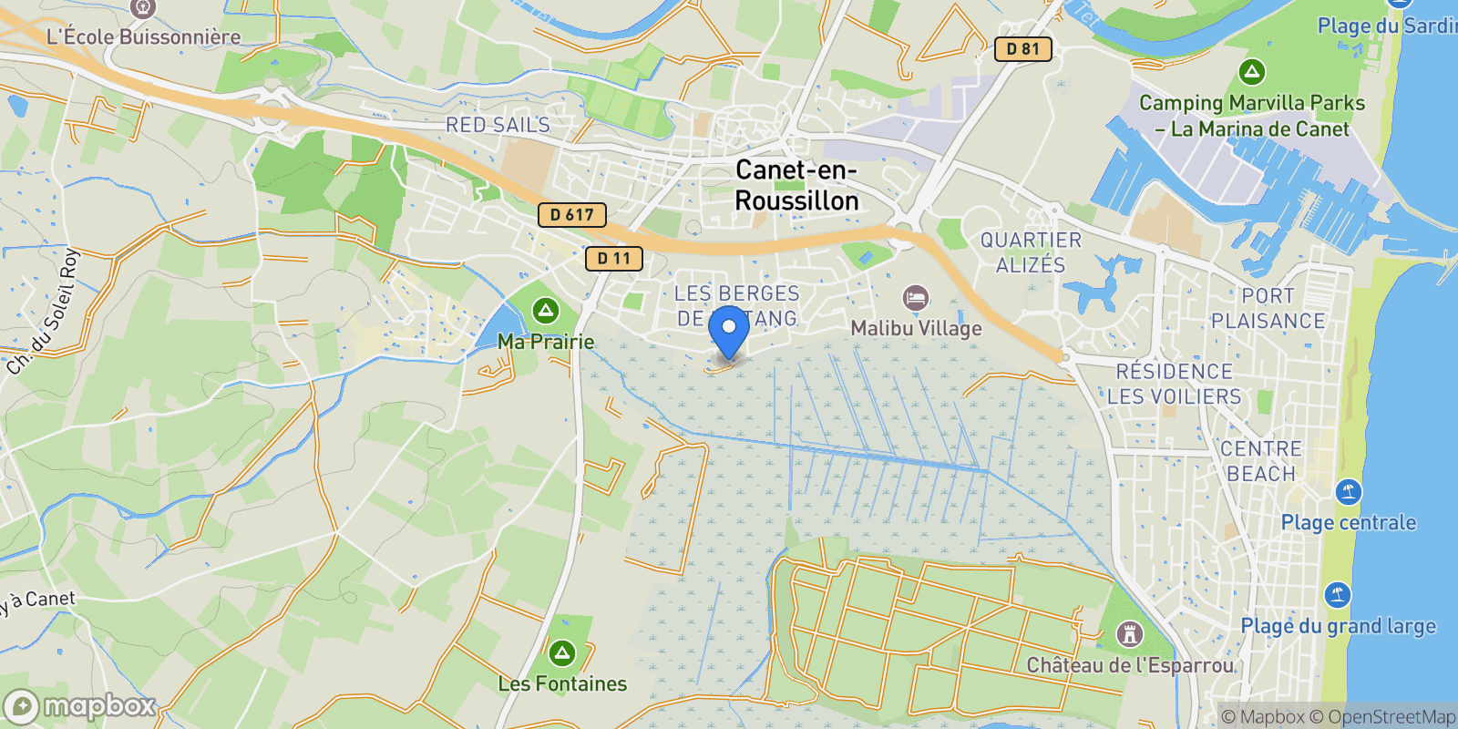 Map showing Canet-en-Roussillon, Occitanie, France.