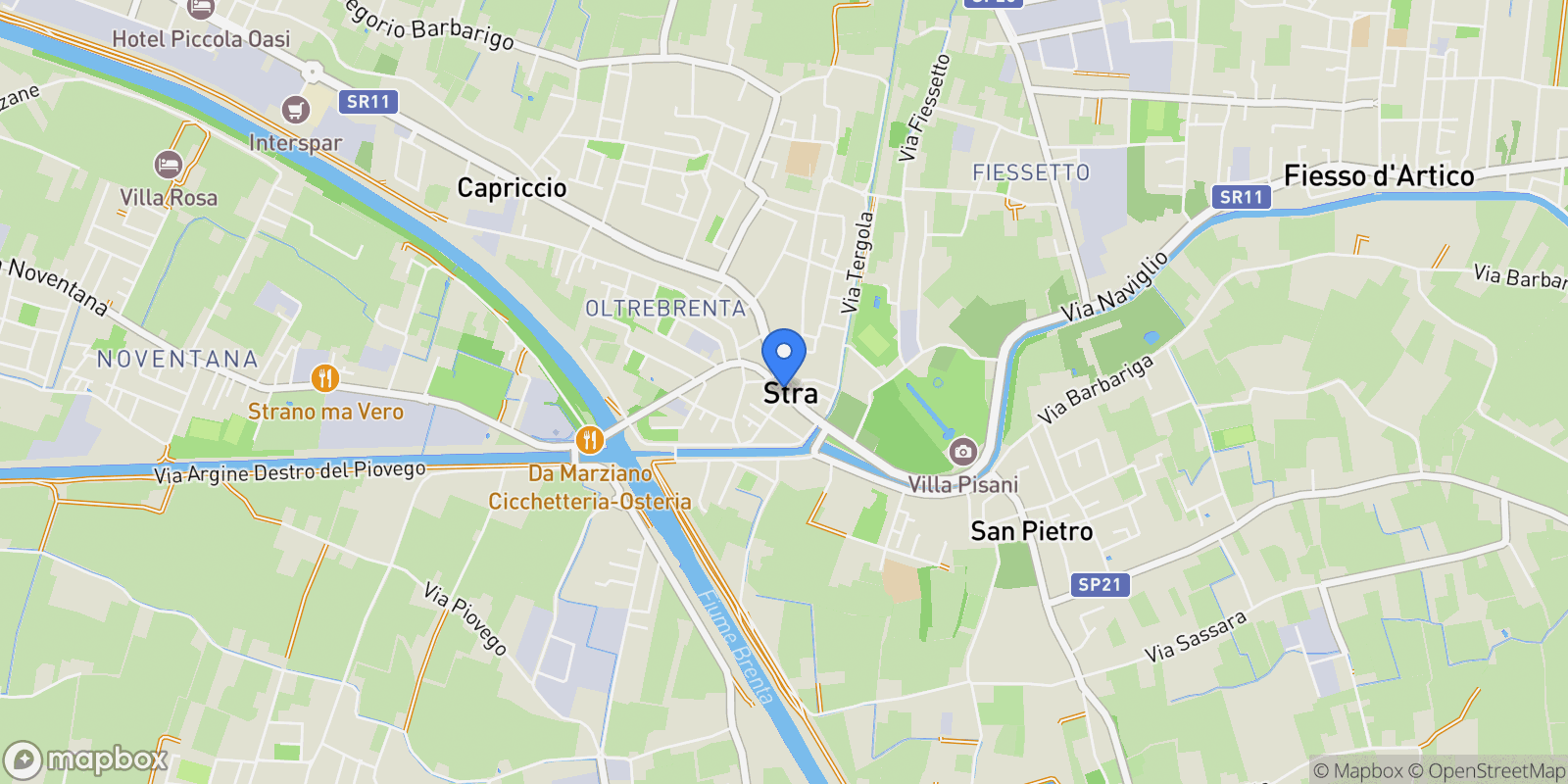 Map showing 30039 Stra, Metropolitan City of Venice, Italy, Stra, Veneto, Italy.