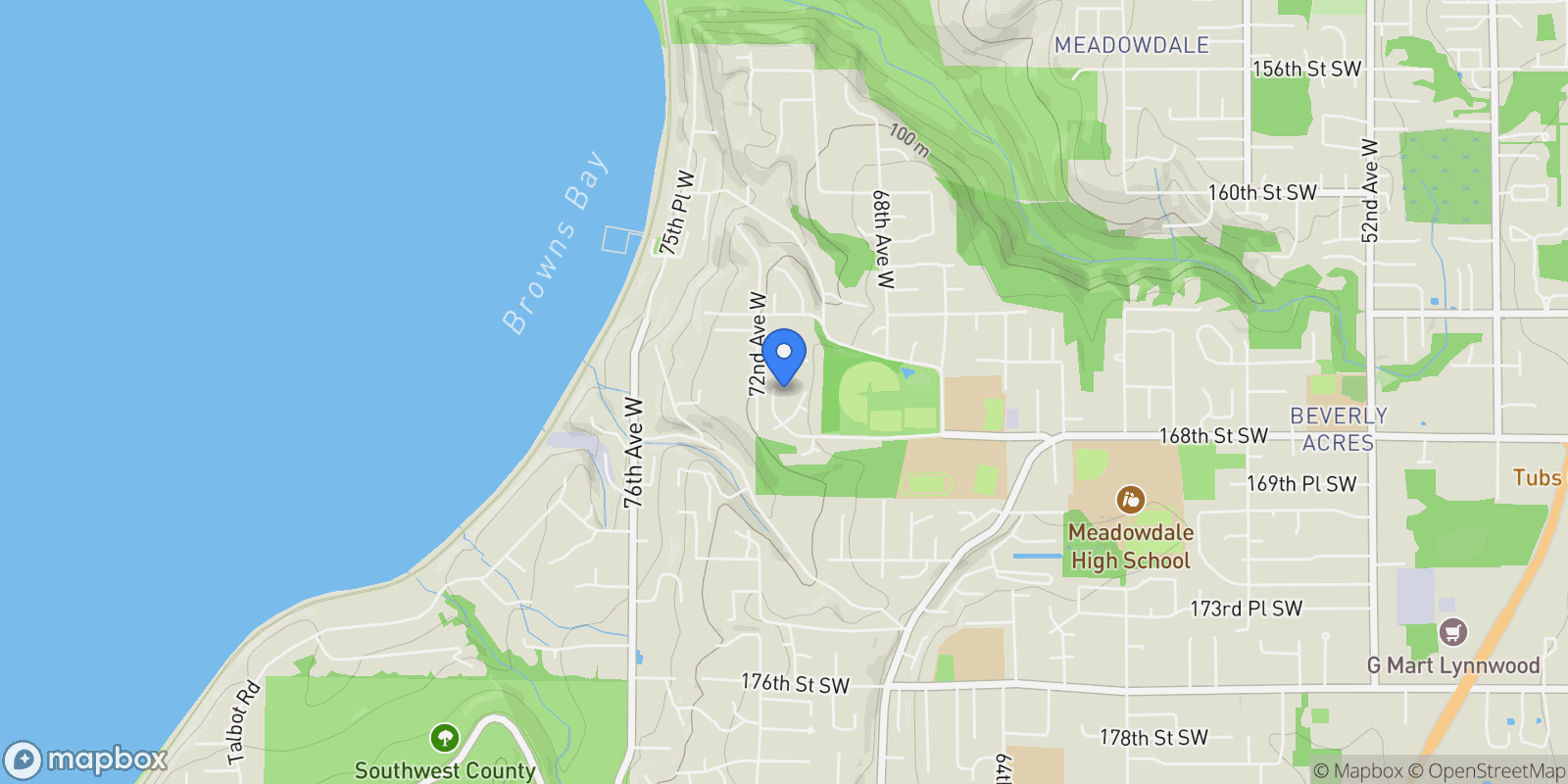 Map showing 16619 71st Place W, Lynnwood, WA 98037, Lynnwood, Washington, United States.