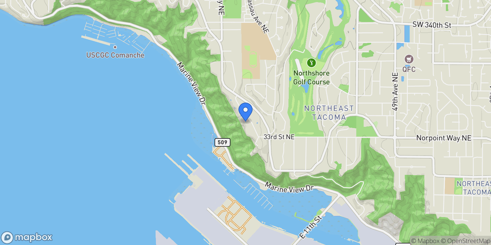 Map showing 3404 Shorecliff Drive NE, Tacoma, WA 98422, Tacoma, Washington, United States.