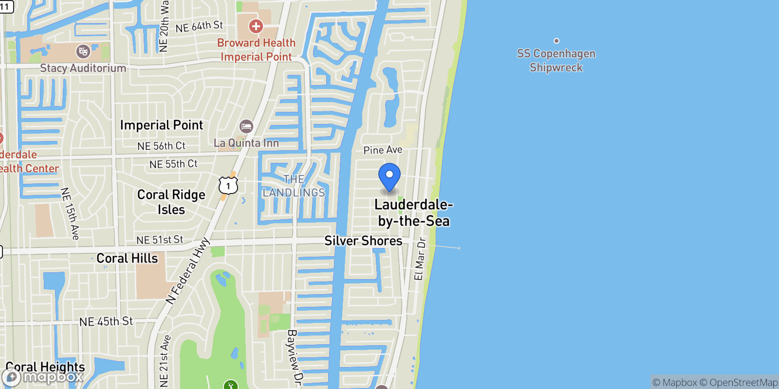 Map showing 4524 Seagrape Dr 1 North, Fort Lauderdale, Florida, United States.