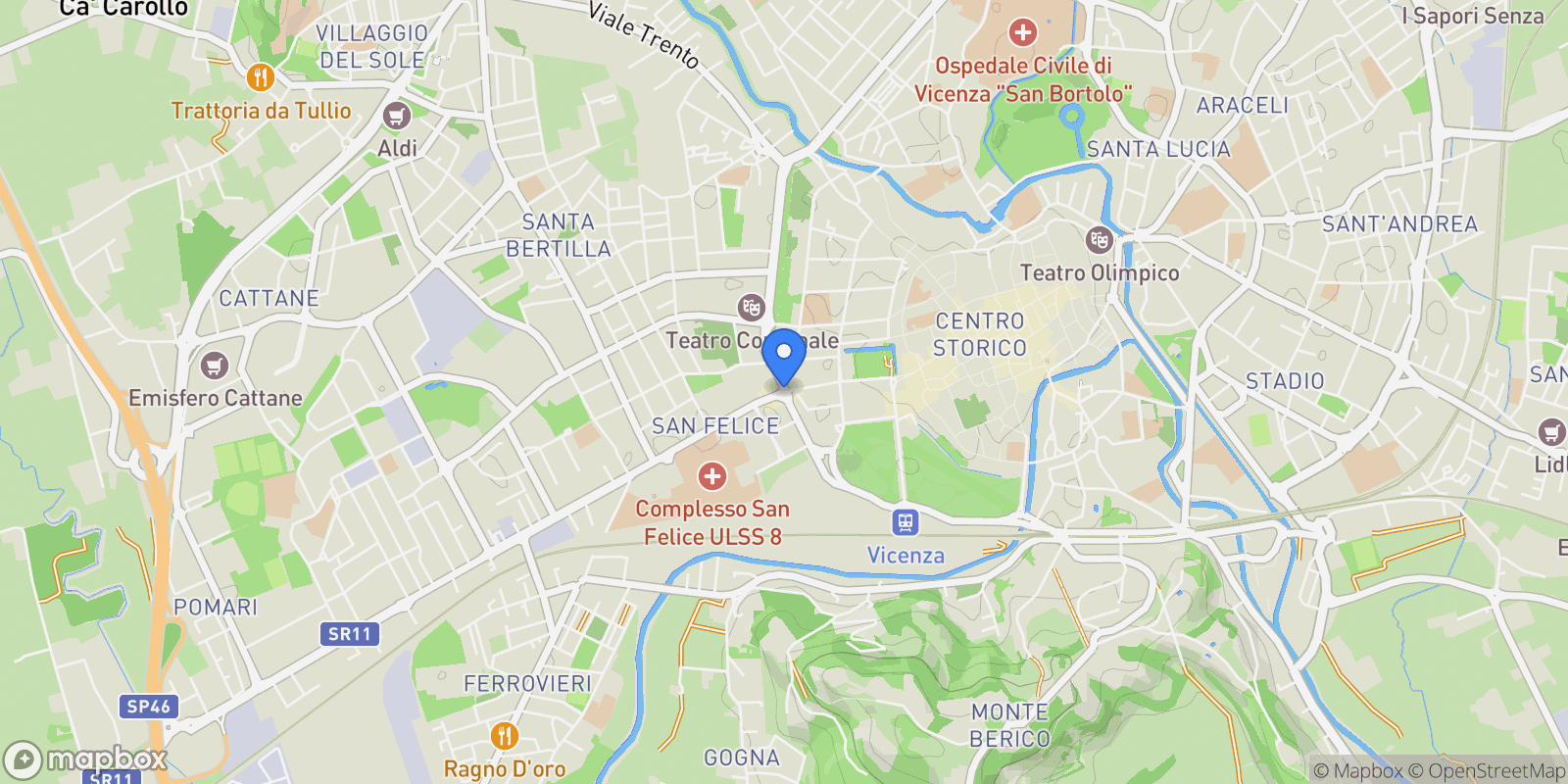 Map showing Vicenza, Veneto, Italy, Vicenza, Veneto, Italy.