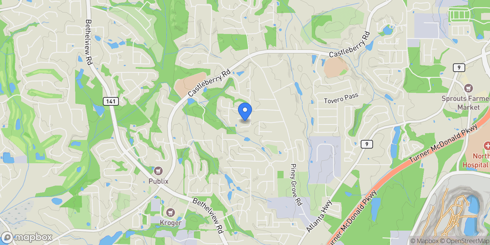 Map showing 5310 Kings Common Way, Cumming, Georgia, United States.