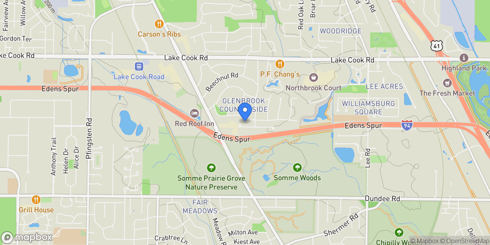 Map showing 1851 Oakwood Road, Northbrook, IL, 60062, USA, Northbrook, Illinois, United States.