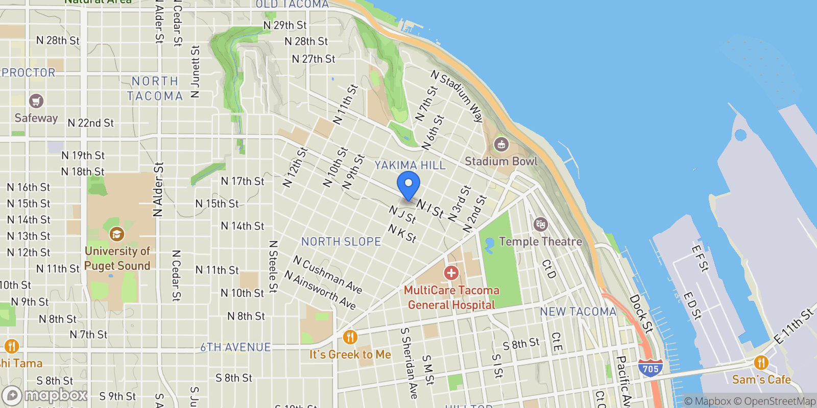 Map showing 514 N I Street, Tacoma, WA 98403, Tacoma, Washington, United States.