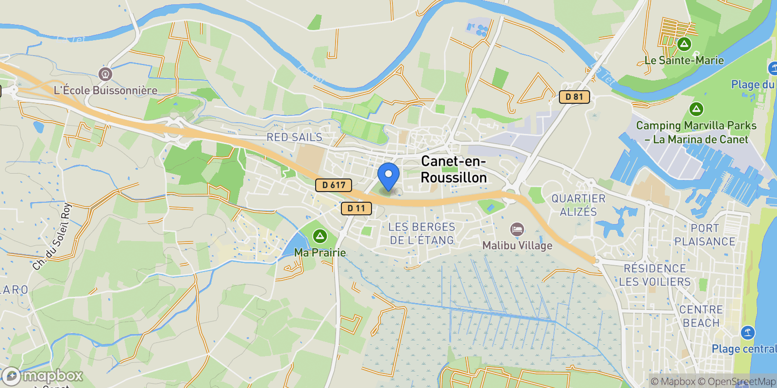 Map showing Canet-en-Roussillon, Occitanie, France.