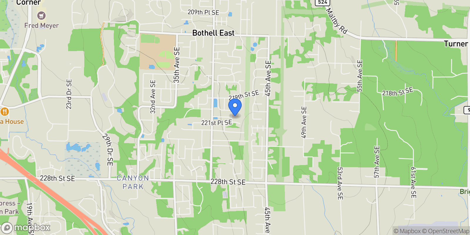 Map showing 4118 220th Place SE, Bothell, WA 98021, Bothell, Washington, United States.