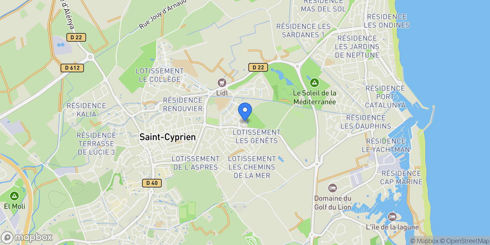 Map showing Saint-Cyprien, Occitanie, France.