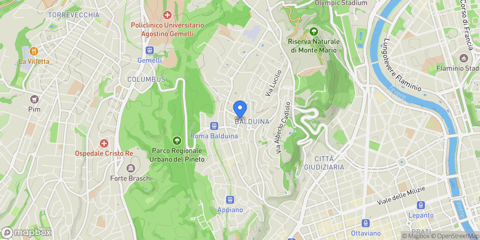 Map showing Via Attilio Friggeri, Rome, Lazio, Italy.