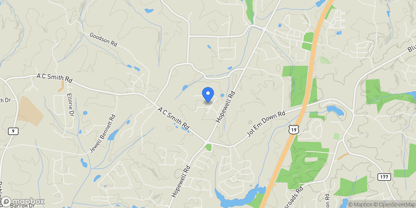 Map showing 6405 Placid Way, Cumming, Georgia, United States.