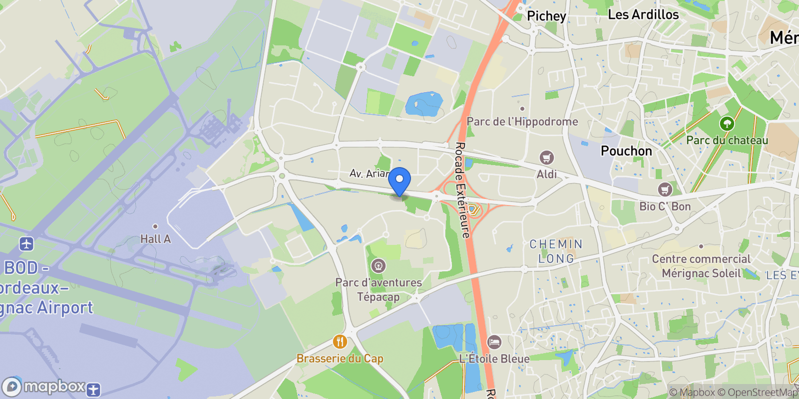Map showing Mérignac, Nouvelle-Aquitaine, France.