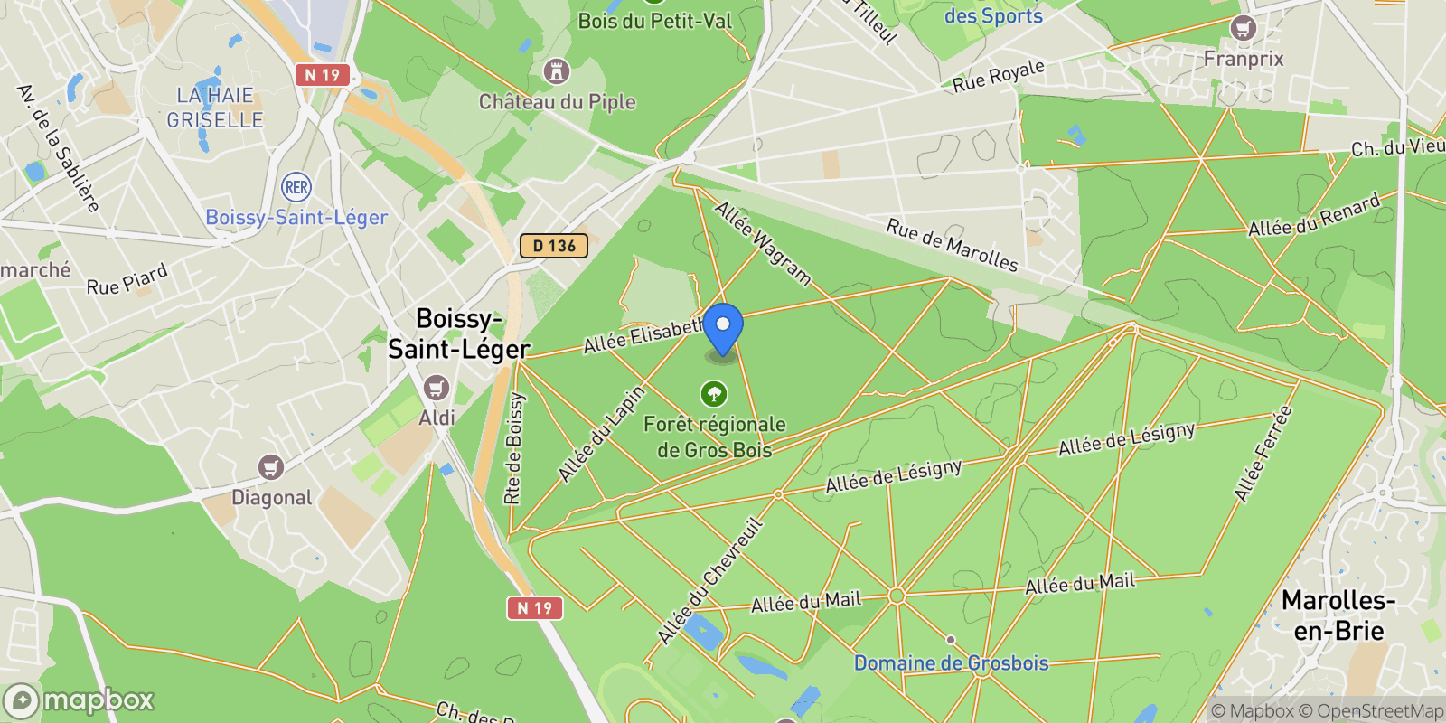 Map showing Boissy-Saint-Léger, Île-de-France, France.