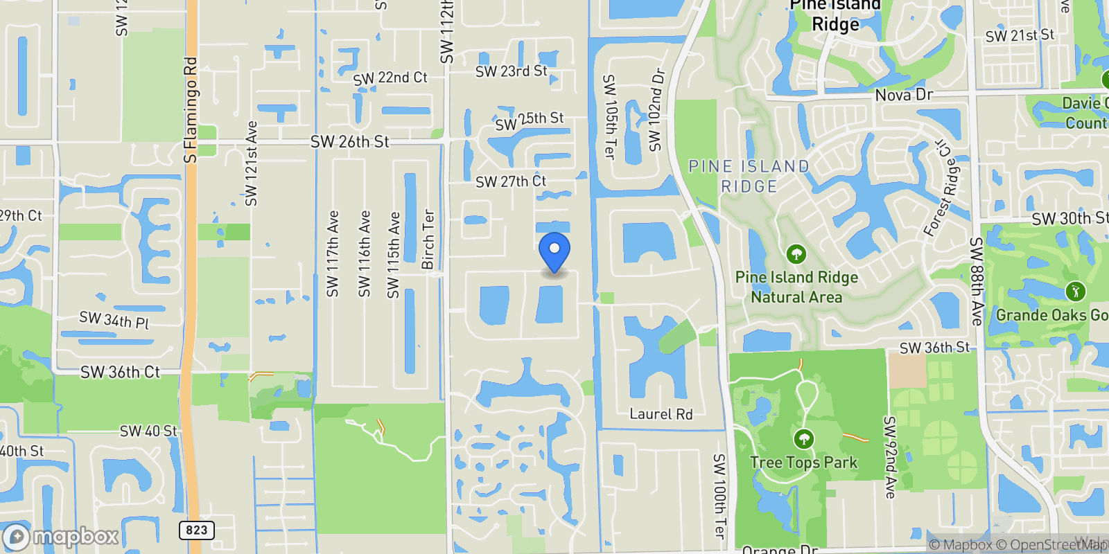 Map showing 10792 PINE LODGE TRL, Davie, Florida, United States.