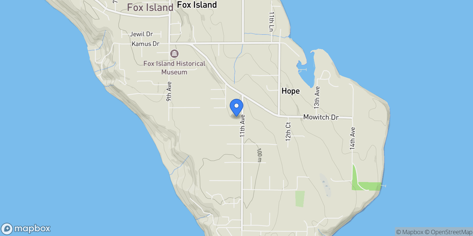 Map showing 1099 Makah Place, Fox Island, WA 98333, Fox Island, Washington, United States.