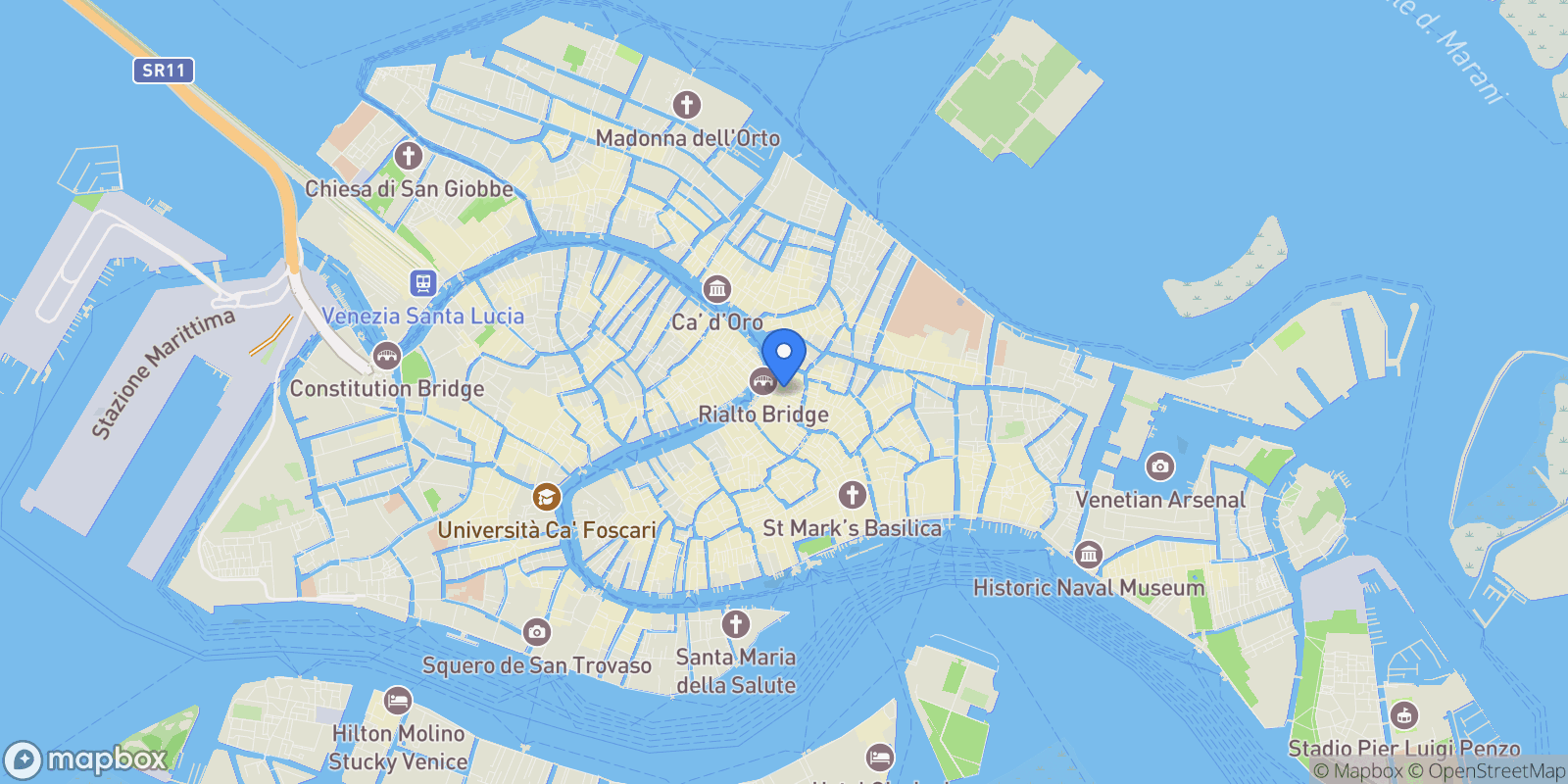 Map showing Campo S. Bortolomio, 30124 Venezia VE, Italy, Venice, Veneto, Italy.