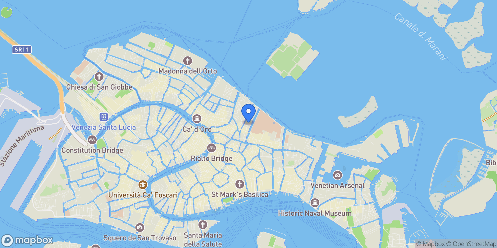 Map showing Calle de la Testa, 6357, 30121 Venezia VE, Italy, Venice, Veneto, Italy.