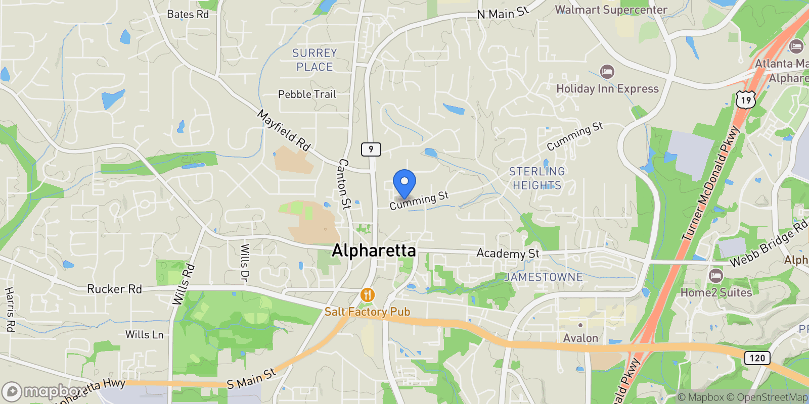 Map showing 730 Tannery Common, Alpharetta, Georgia, United States.