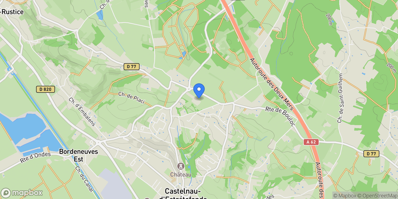 Map showing Castelnau-d'Estrétefonds, Occitanie, France.