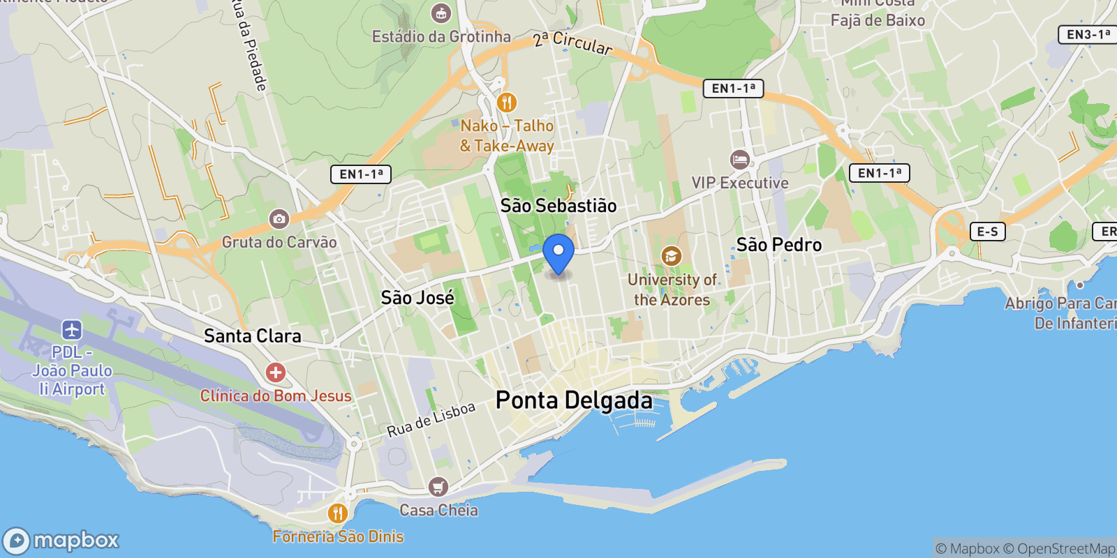 Map showing R. de Sant'Anna, 9500 Ponta Delgada, Portugal, Ponta Delgada (Sao Sebastiao), Azores, Portugal.