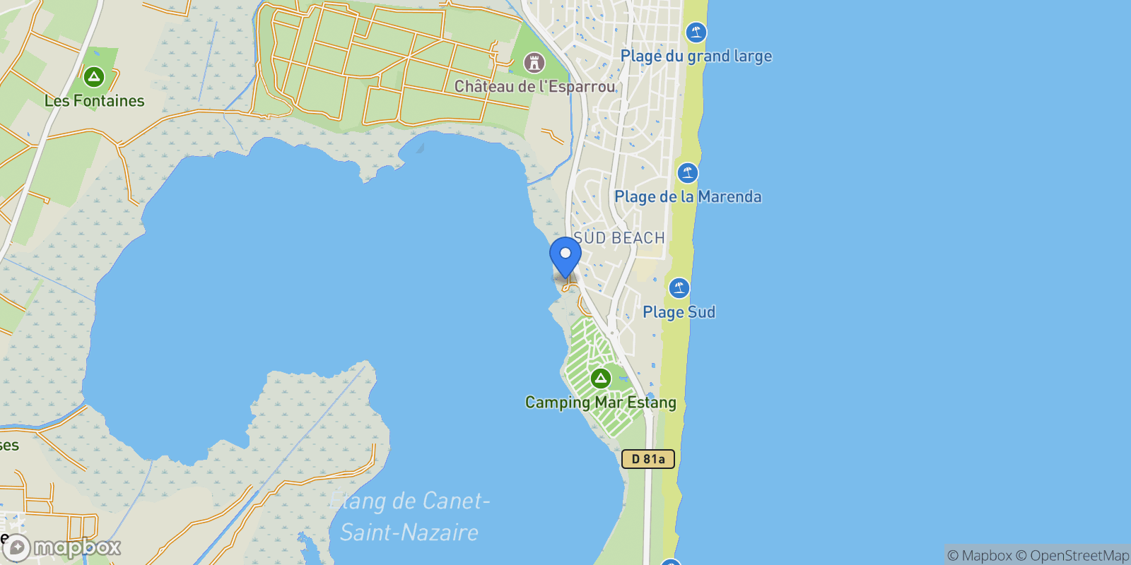 Map showing Canet-en-Roussillon, Occitanie, France.