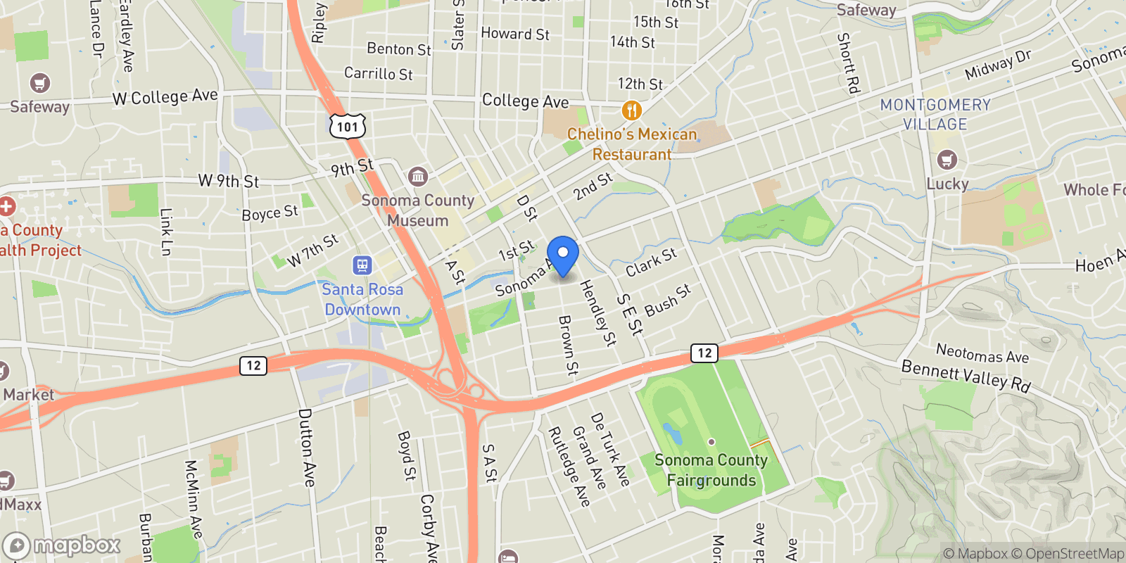 Map showing 705 Tupper Street , Santa Rosa, CA 95404, Santa Rosa, California, United States.