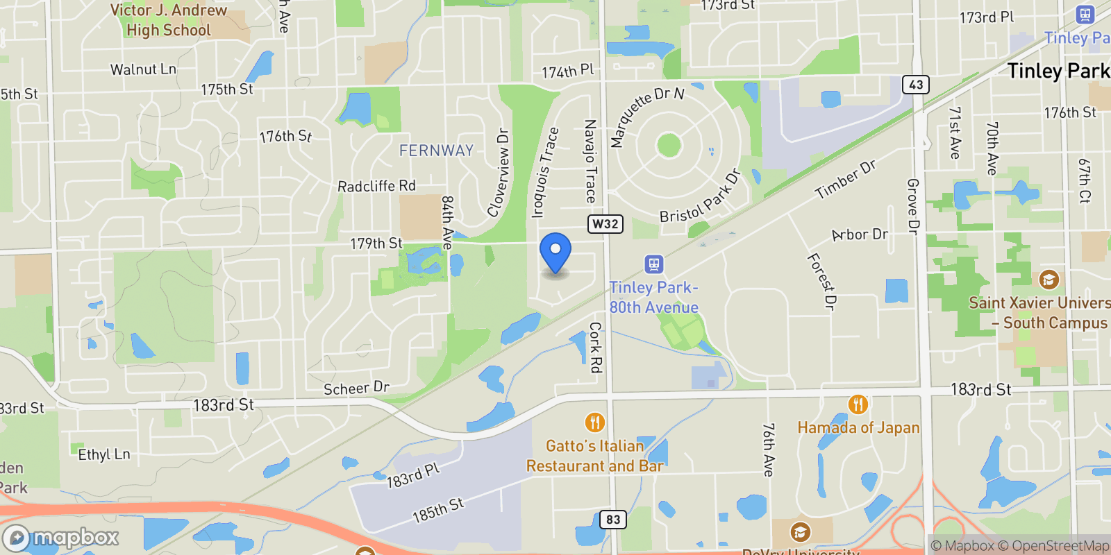 Map showing 8113 Blarney Road, Tinley Park, IL 60477, Tinley Park, Illinois, United States.