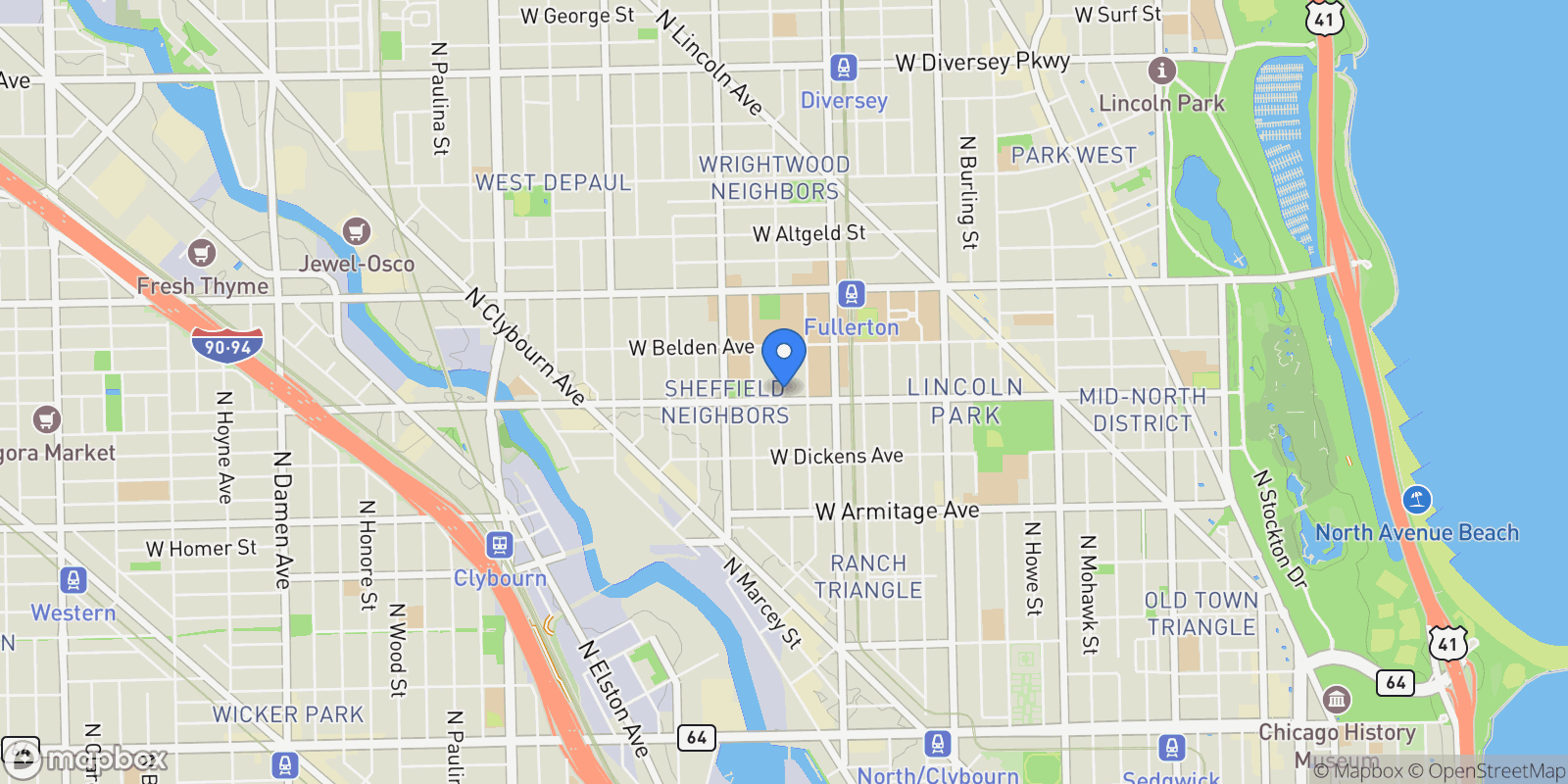 Map showing 2209 N. Seminary Avenue, Chicago, IL, 60614, USA, Chicago, Illinois, United States.
