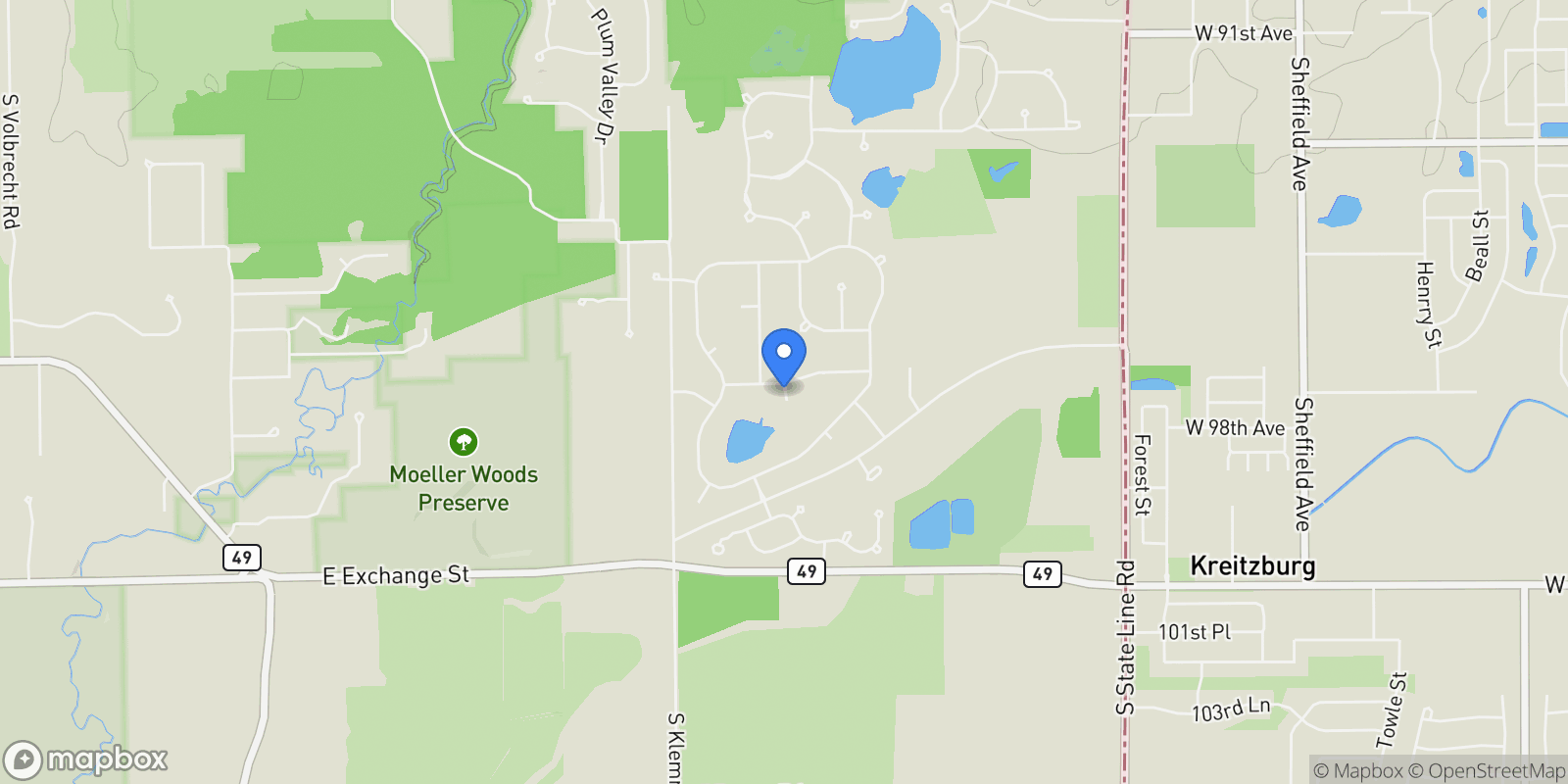 Map showing 24760 Hickory Court, Crete, IL 60417, 60417, Illinois, United States.