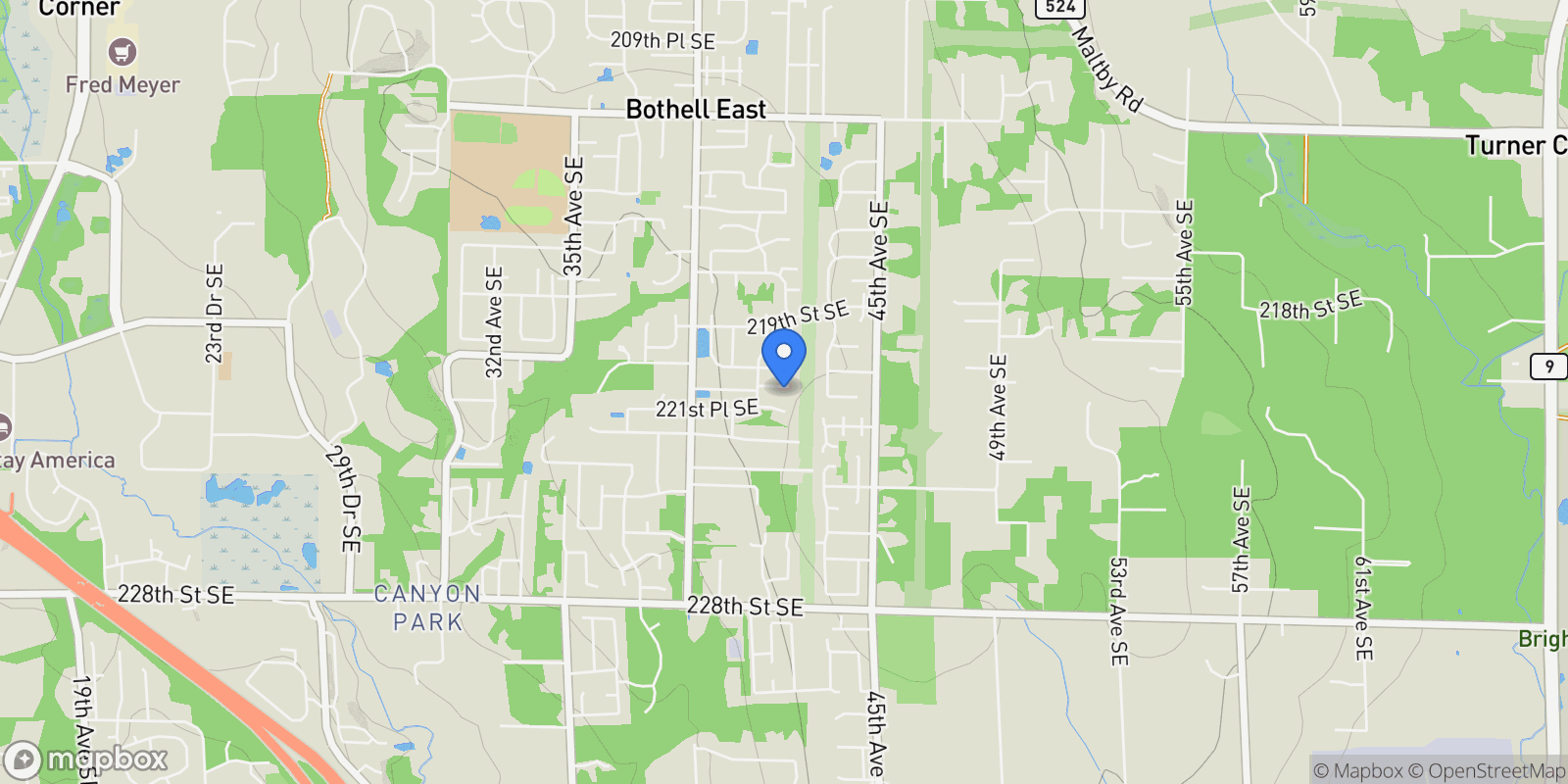 Map showing 4132 220th Place SE, Bothell, WA 98021, Bothell, Washington, United States.
