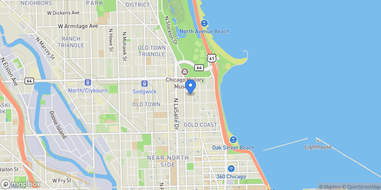 Map showing 1438 N. Dearborn Street, Chicago, IL, 60610, USA, Chicago, Illinois, United States.