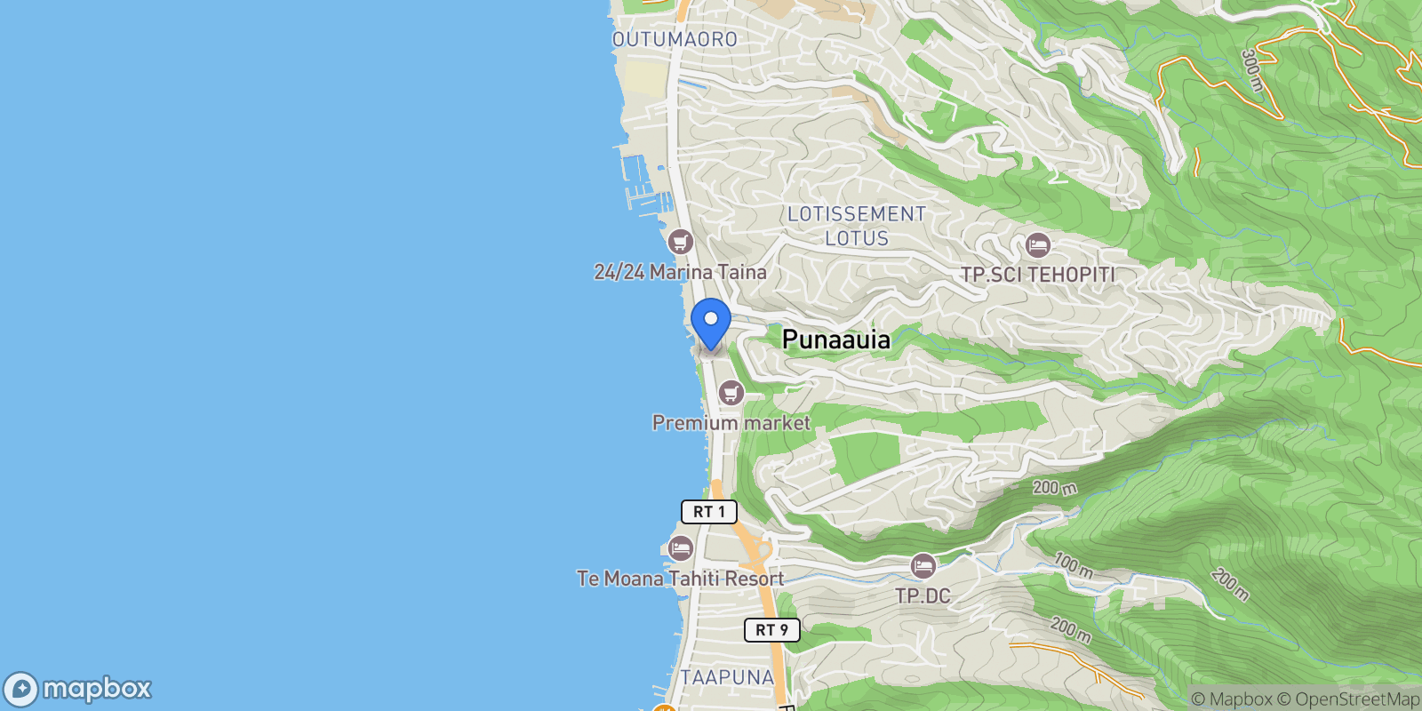 Map showing Punaauia, Punaauia, Puna'auia, Windward Islands, French Polynesia.