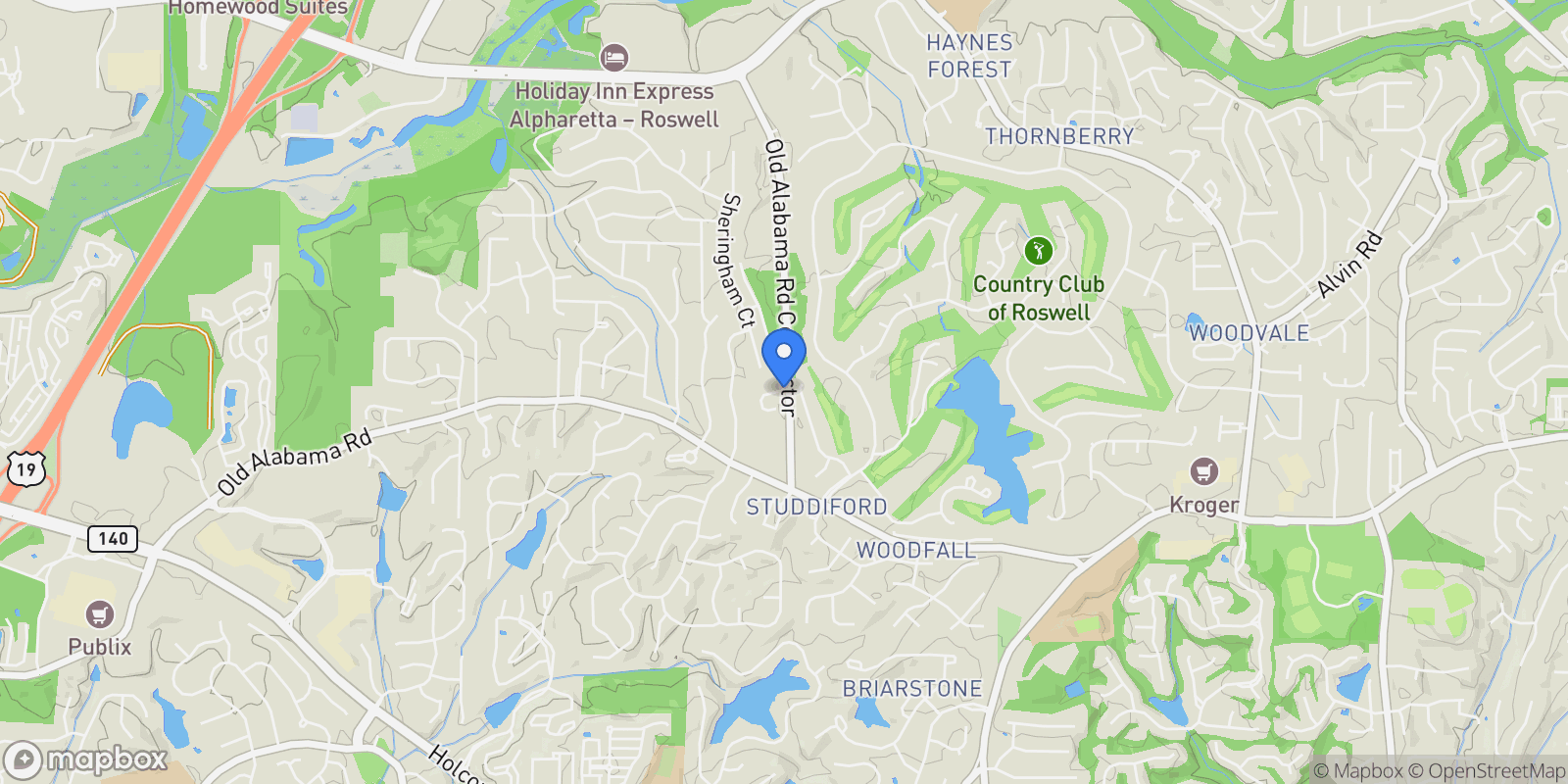 Map showing 1095 Northpointe Trace, Roswell, Georgia, United States.