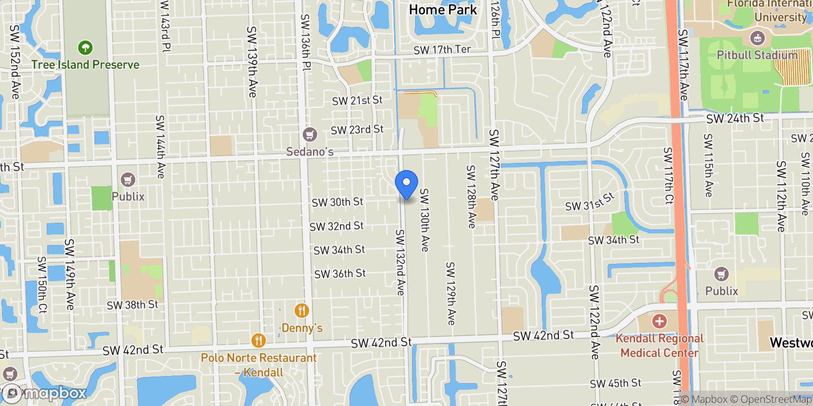 Map showing 3001 SW 132nd Avenue, Miami, Florida, United States.