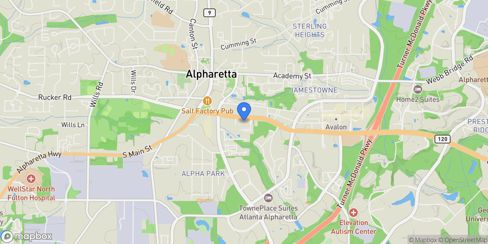 Map showing 209 Phillips Lane, Alpharetta, Georgia, United States.