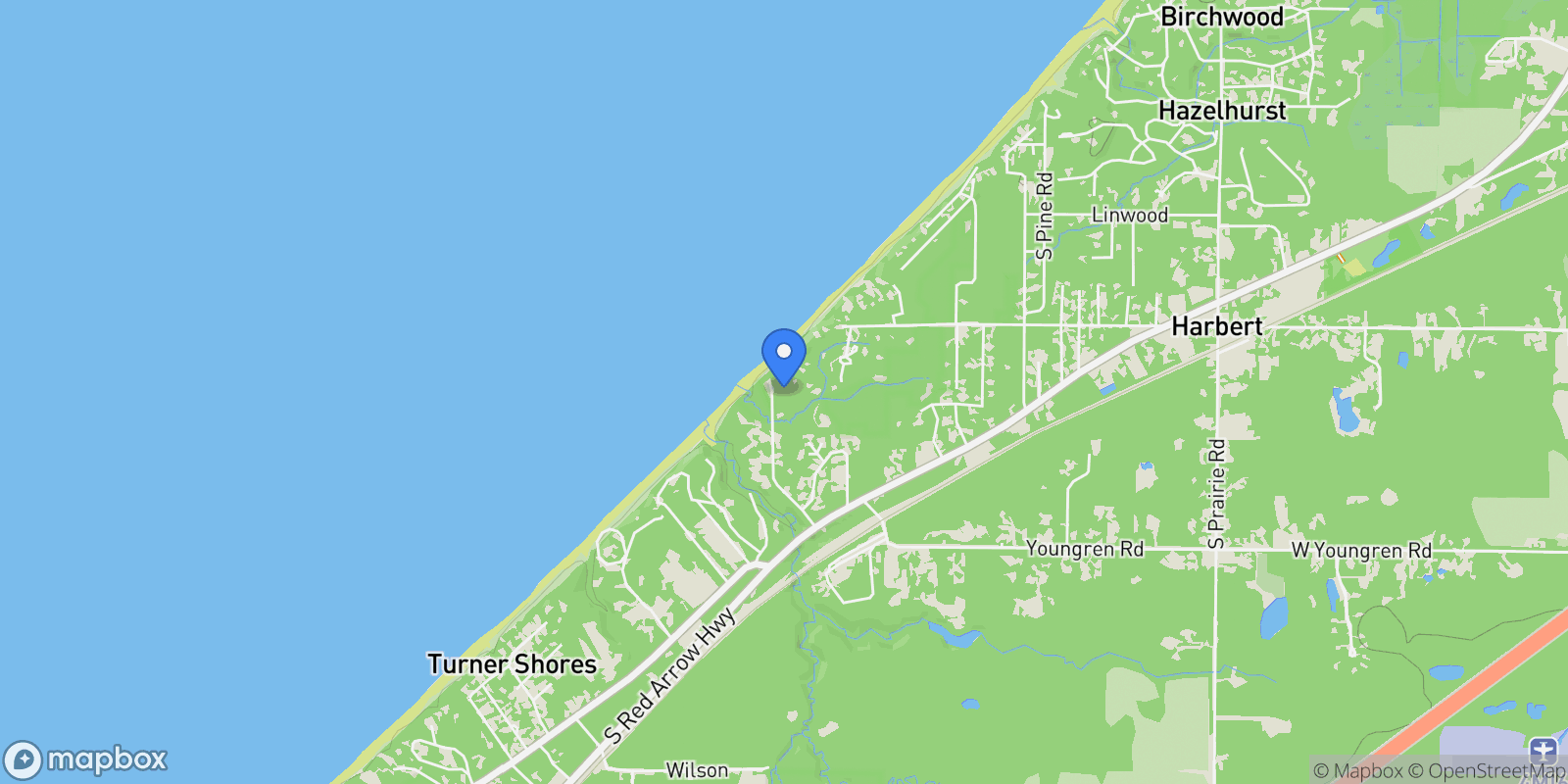 Map showing 13823 Suns End, Harbert, MI, 49115, USA, Three Oaks, Michigan, United States.