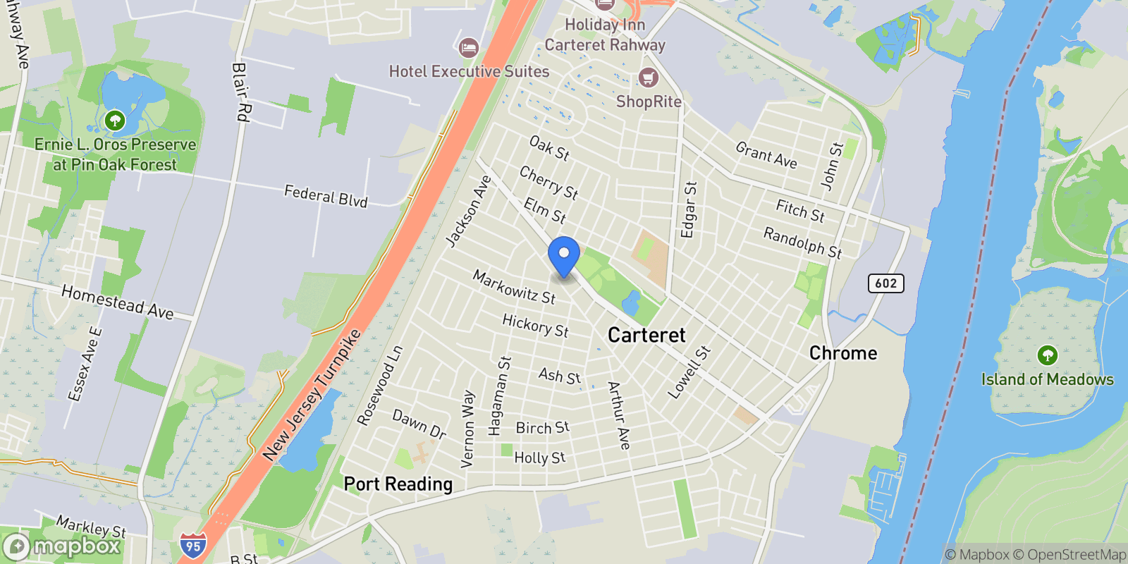 Map showing 90 Coolidge Ave, 1201 - Carteret, NJ 07008, Carteret, New Jersey, United States.